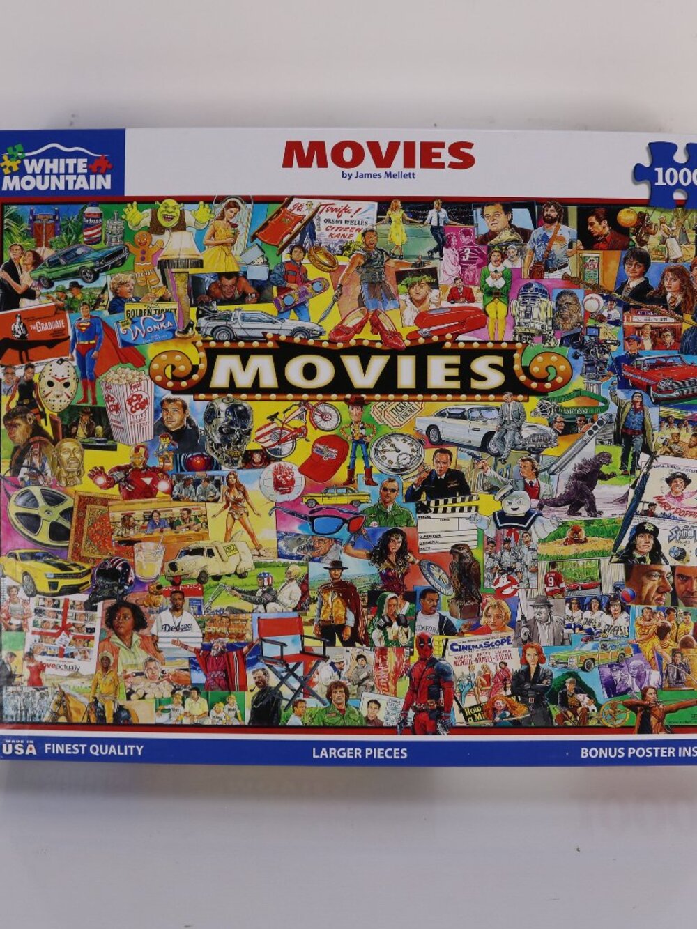 White Mountain "Movies" 1,000 Piece Puzzle * VG * Complete * 1338 * 24 x 30
